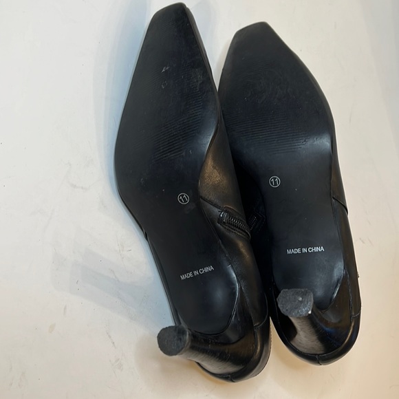 APOSTROPHE FONDA BLACK LEATHER SQUARE TOE ANKLE BOOT SZ 11 - Picture 15 of 16